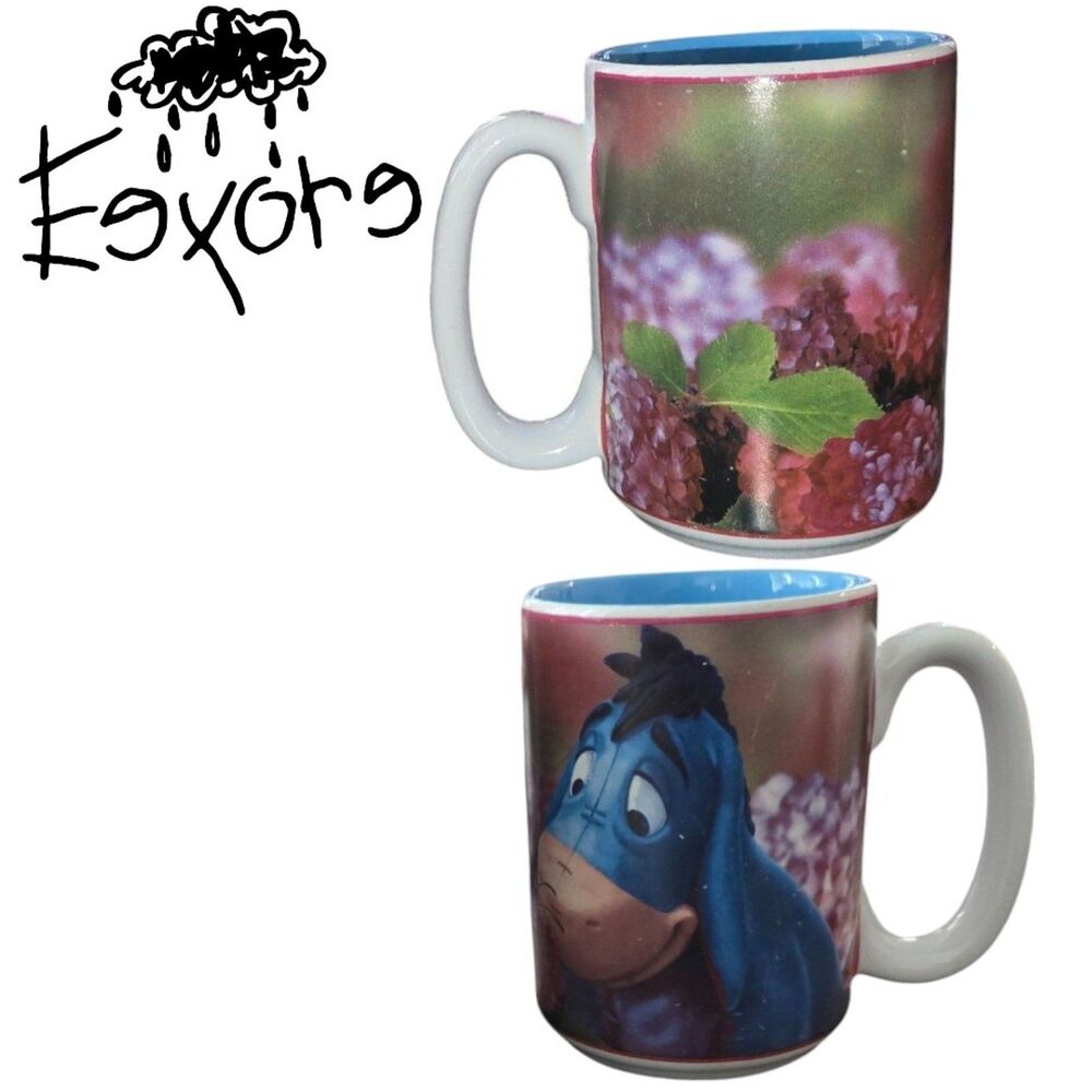 Disney Eeyore Coffee Mug Winnie The Pooh Character Photo Cup Blue